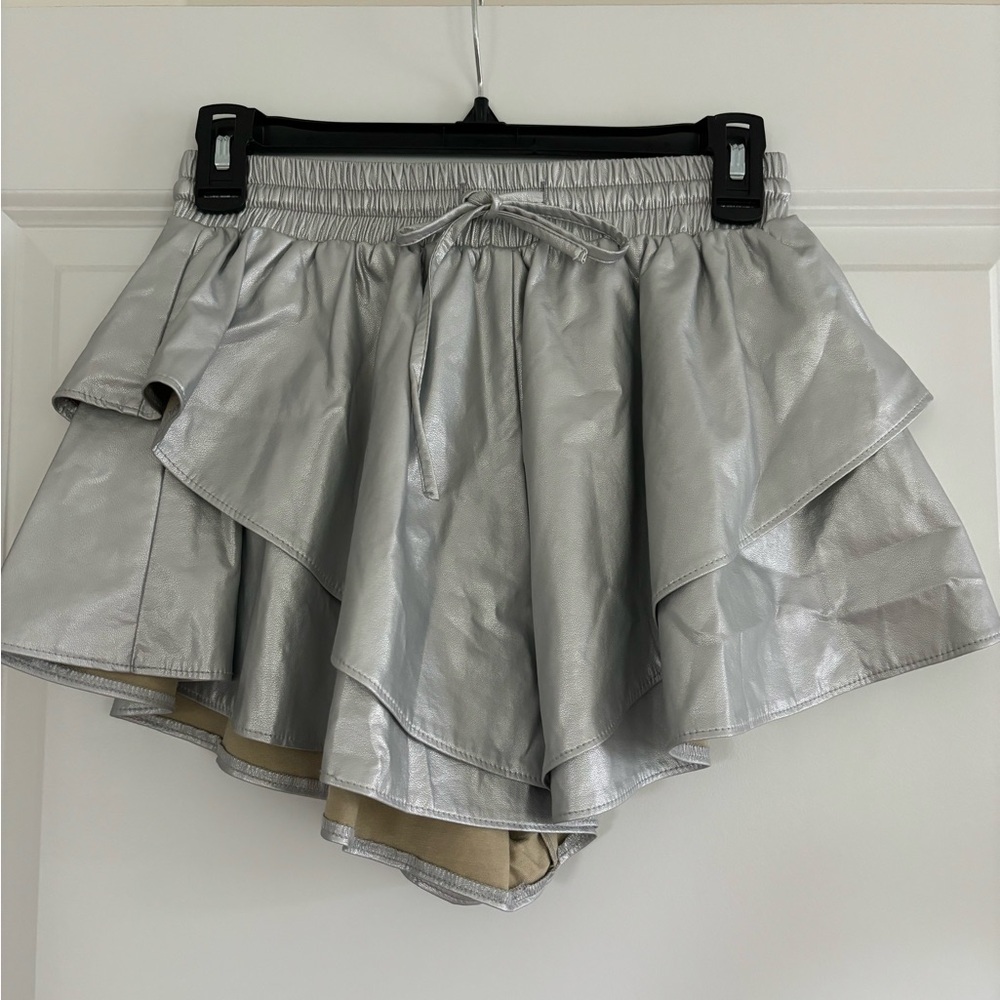 Ídem ditto faux leather skirt, silver
